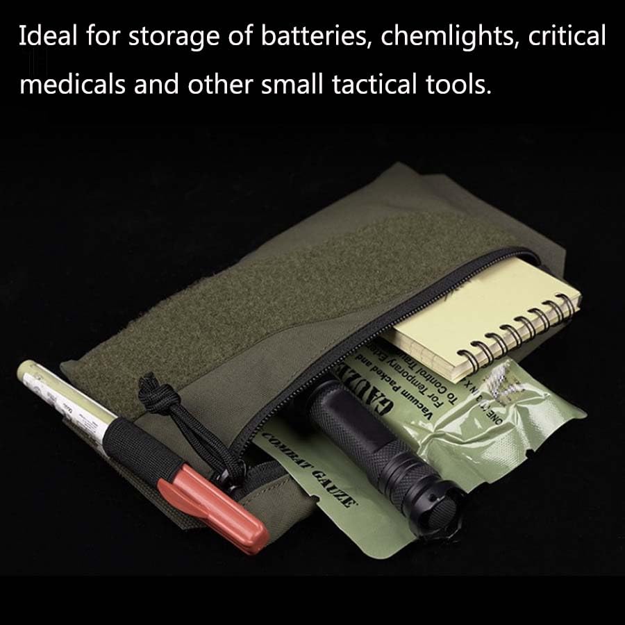 Tactical Sticky Admin Pouch with Loop Panel Utility Snack Pouch Tool Storage Bag for Tactical Vest Chest Rig Black