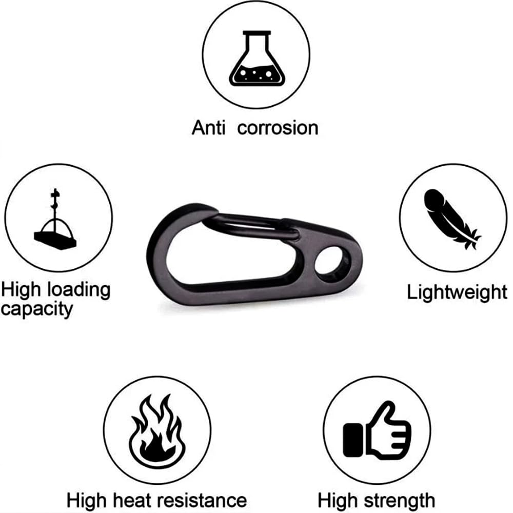 10Pcs Mini Keychain Carabiner Clips, Metal Spring Snap Hook Key Holder Organizer Black