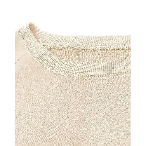 PRETTODAY Women's Casual Crew Neck Sweatshirts Raglan Long Sleeve Solid Tunic Tops Loose Pullovers