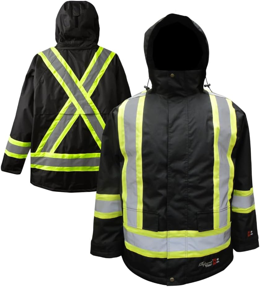 Viking Professional Freezer Insulated Journeyman FR Jacket - Waterproof 300D Trilobal Rip-Stop Hi Vis Jackets for Men