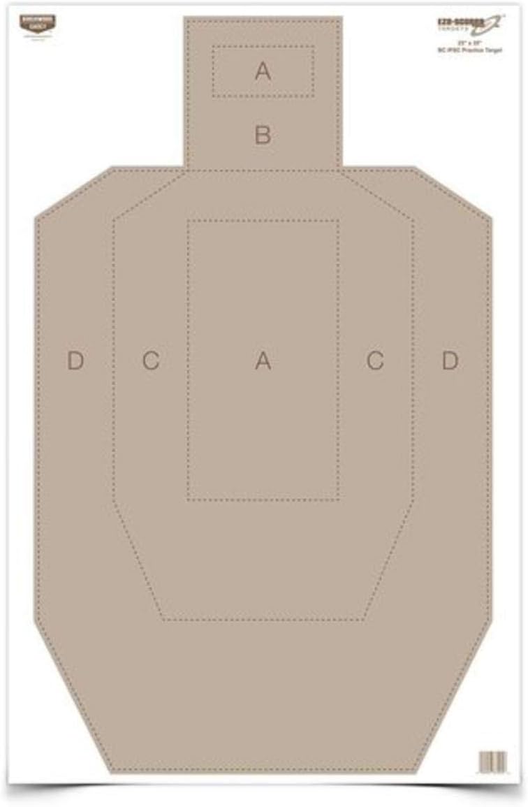 Birchwood Casey 23" x 35" Eze-Scorer IPSC Practice Shoot-Up Brilliant White Paper Targets for Indoor and Outdoor Use