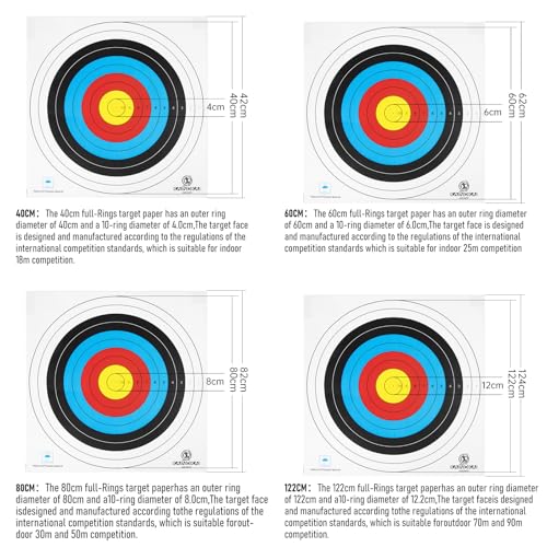KAINOKAI Competitive Archery Targets Paper Compound Bow Target Paper 40cm/60cm/80cm (40cm/16in(10 Rings) 10PCS)