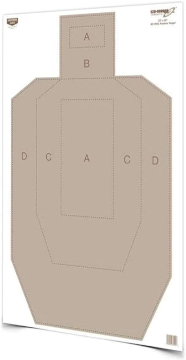 Birchwood Casey 23" x 35" Eze-Scorer IPSC Practice Shoot-Up Brilliant White Paper Targets for Indoor and Outdoor Use