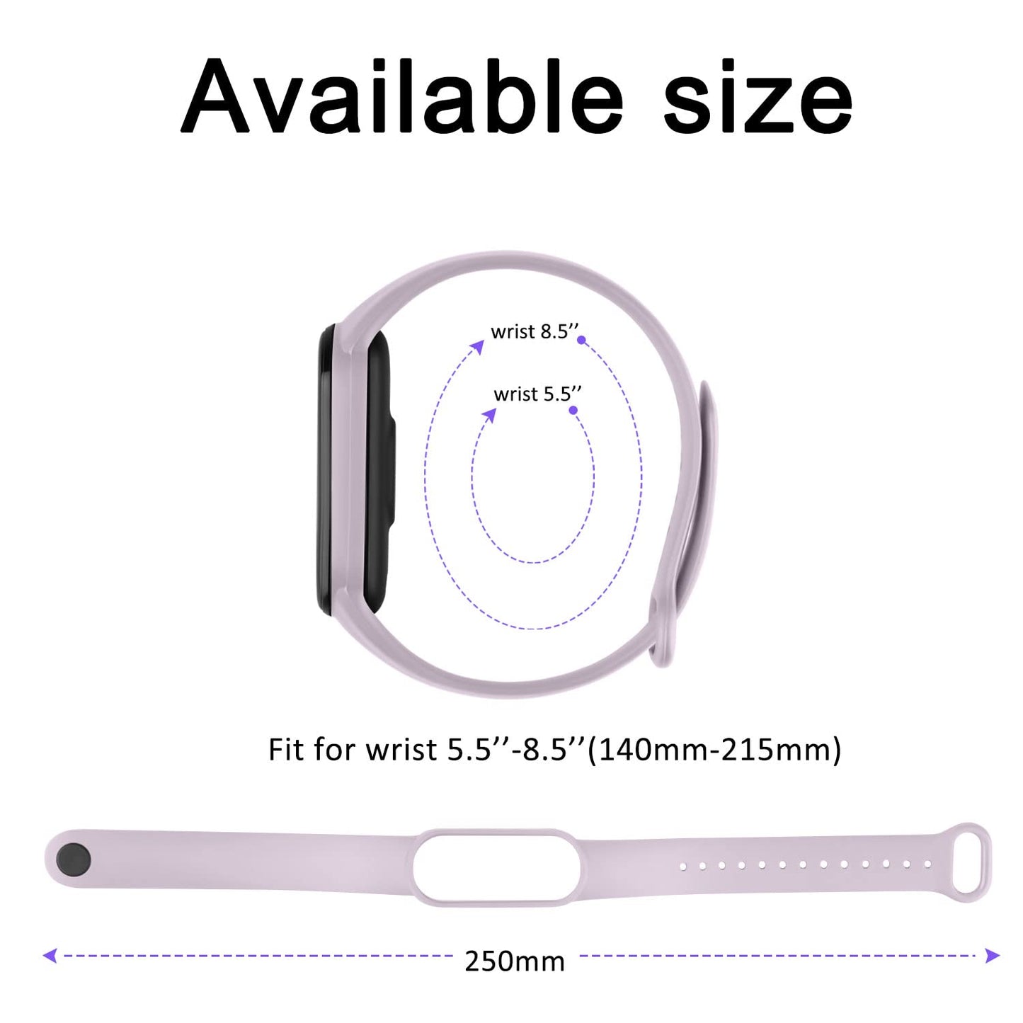 3 Pack Sport Bands for Mi Band 5 Bands & Mi Band 6 Bands, Soft Silicone Replacement Straps for Xiaomi Mi Band 5 & 6 Fitness Tracker (Smoke Violet+Starlight+Light Purple)