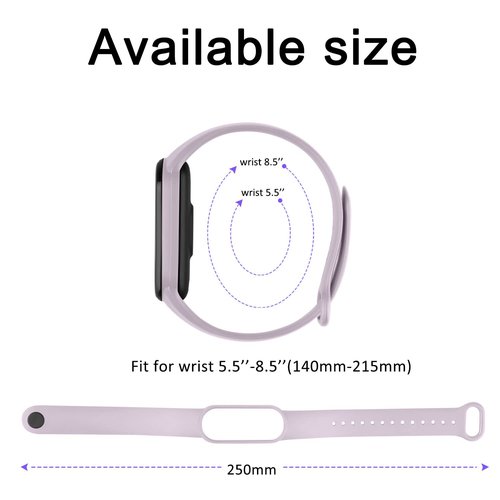 3 Pack Sport Bands for Mi Band 5 Bands & Mi Band 6 Bands, Soft Silicone Replacement Straps for Xiaomi Mi Band 5 & 6 Fitness Tracker (Smoke Violet+Starlight+Light Purple)