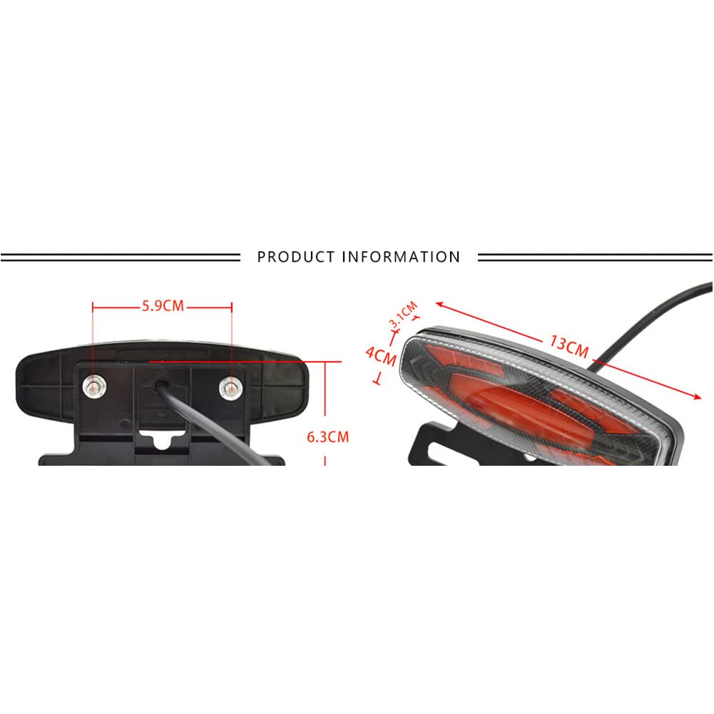 TEQIN Ebike Headlight and Tail Light Sets, 24V to 48V Front Rear Warning Lights Kit, LED Night Spotlight Cycling Modification Parts 24-48V
