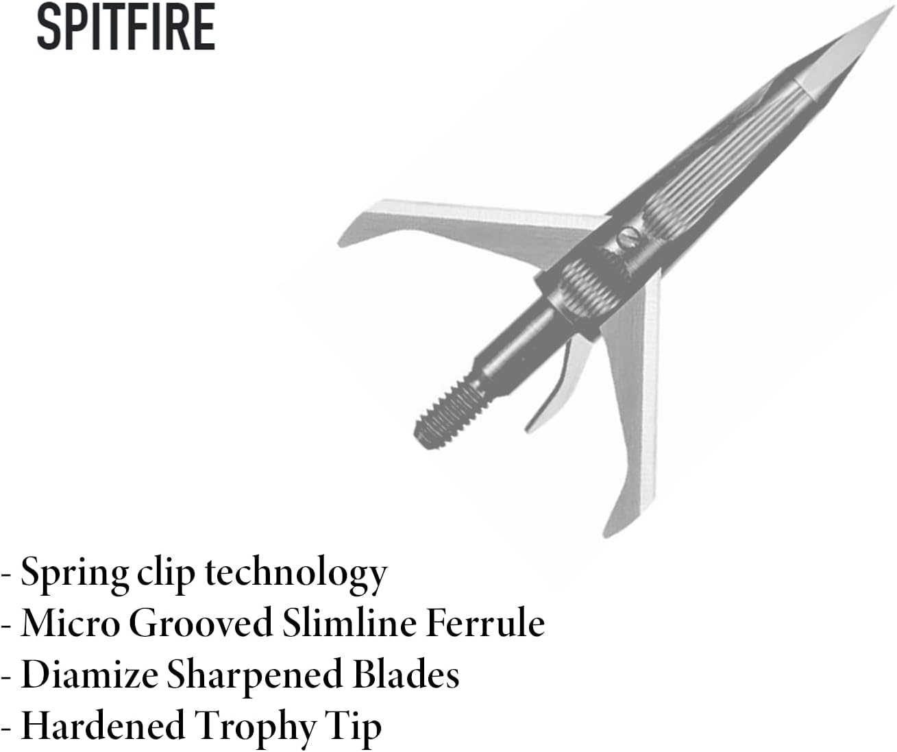 New Archery Products Spitfire 3-Blade Durable Precise Front-Deploying Archery Bowhunting Mechanical Broadhead - 3 & 4 Pack