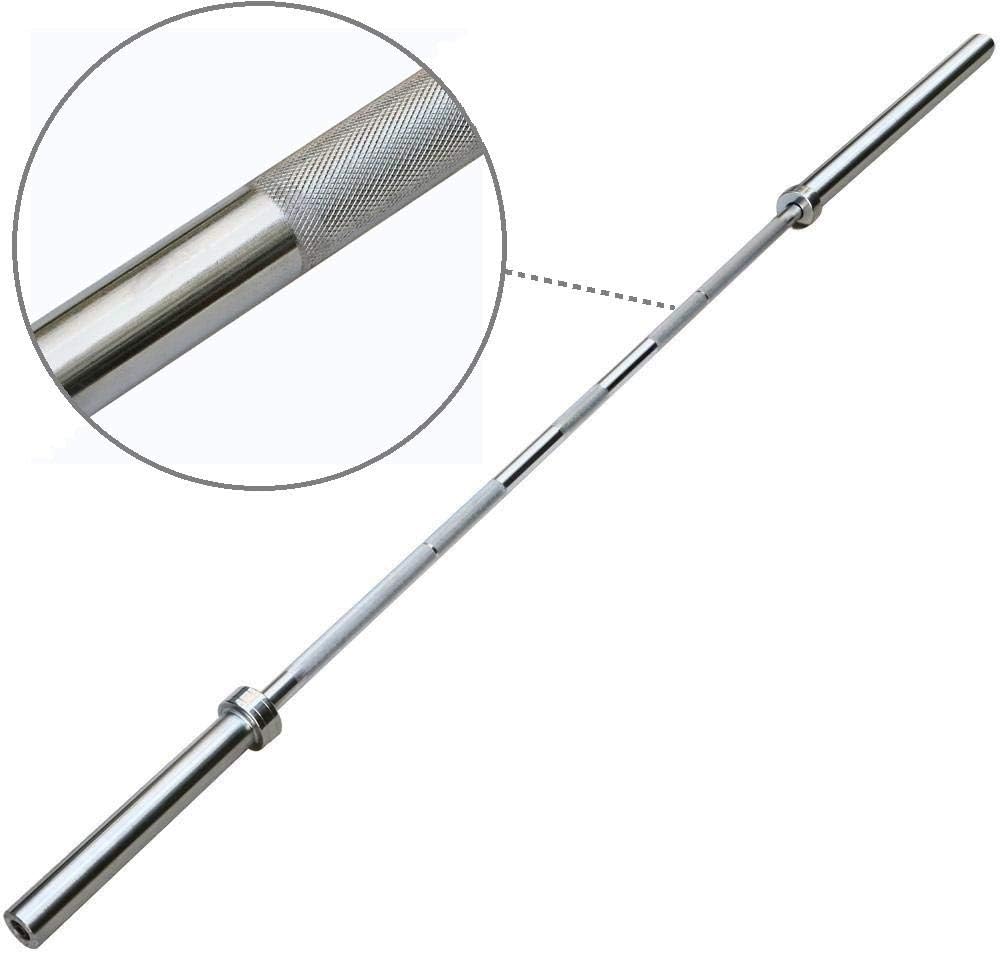 Yaheetech 7- Foot Olympic Bar Barbell w/Two Collars - Solid Iron Weighted Workout Bar - Chrome Weight Straight Bar for Home Gym Weightlifting & Power Lifting Strength Training Exercises
