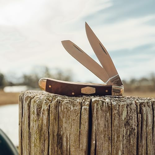 Old Timer 94OTW Gunstock Trapper 6.9in Traditional Folding Pocket Knife with 2 High Carbon SS Blades, Desert Iron Wood Handle, and Convenient Size for EDC, Hunting, Camping, Whittling, and Outdoors