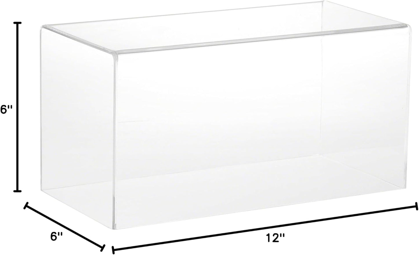 Plymor Clear Acrylic Display Case with Hardwood Base, 12" W x 6" D x 6" H