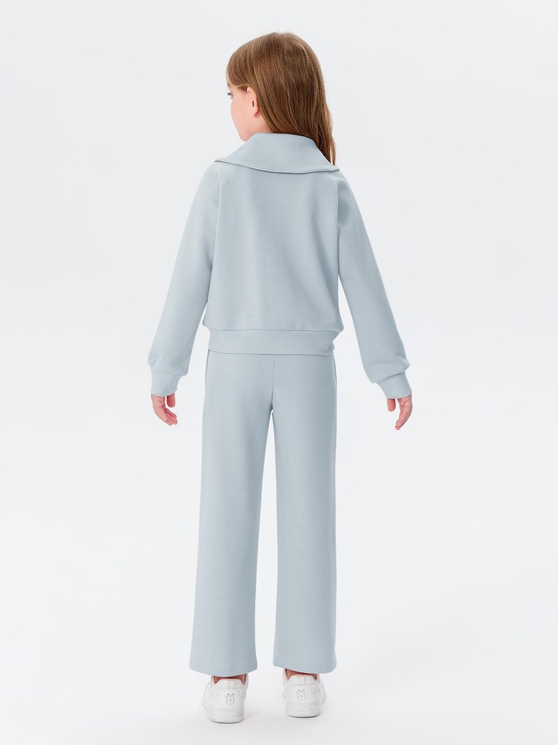 Haloumoning Girls 2 Piece Outfits Sweatsuit Half Zip Long Sleeve Sweatshirts Sweatpants Tracksuit Sets 5-14 years