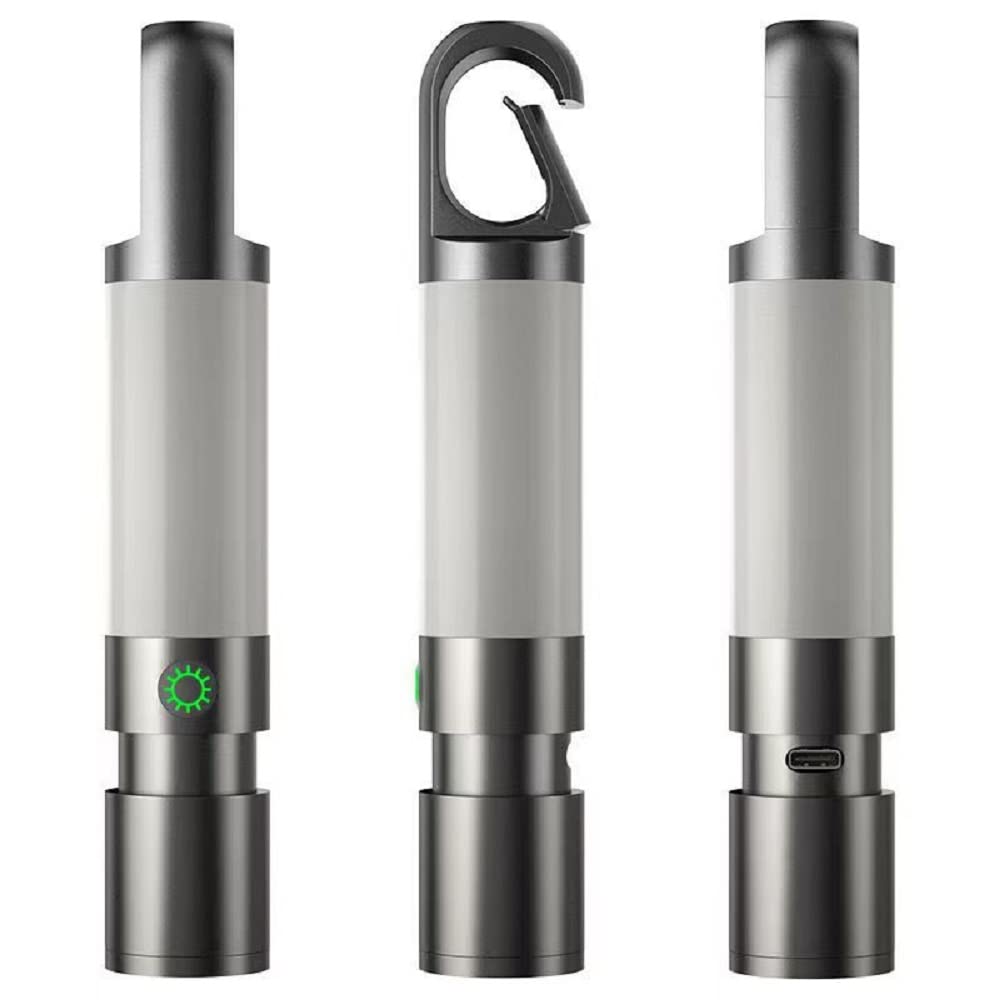 poyoelf Zoomable Led Flashlight with COB Sidelight with Magnetic Hook,Rechargeable EDC Small Lantern Flashlight,Waterproof,Tactical Portable Handheld Torch for Camping,Hiking,Emergency,Home Use(Grey)