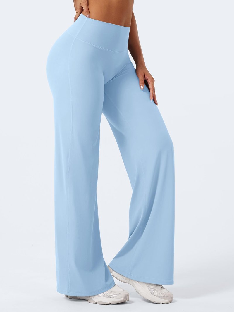 YEOREO Workout Leggings Womens No Front Seam Straight Leggings 31.5" High Waist Buttery Eddiy Gym Yoga Pants Airy Blue S