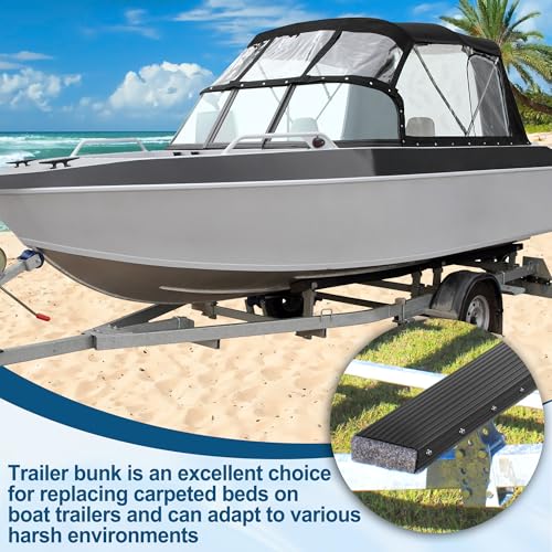 PE Boat Trailer Bunk Wrap Kit 16ft - 1.5 x 4in Waterproof Synthetic Roll with Screws & Straps