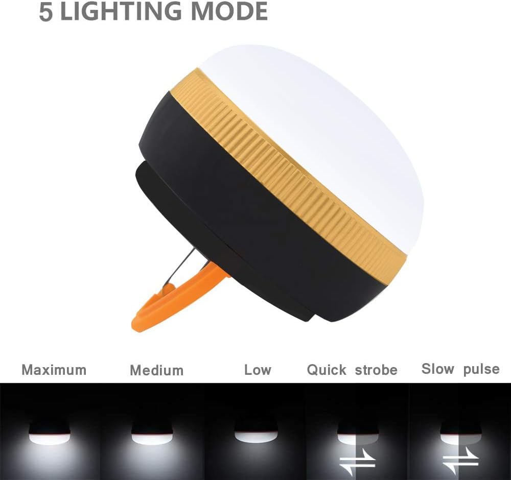 2 Pack LED Camping Lantern,Portable Tent Light with Retractable Hook and 5 Light Modes,Best for Adults and Kids
