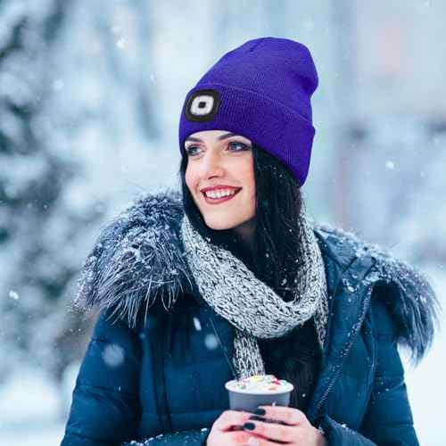 Unisex Beanie with The LED Light, for Men Women Dad Father USB Rechargeable Headlamp Caps