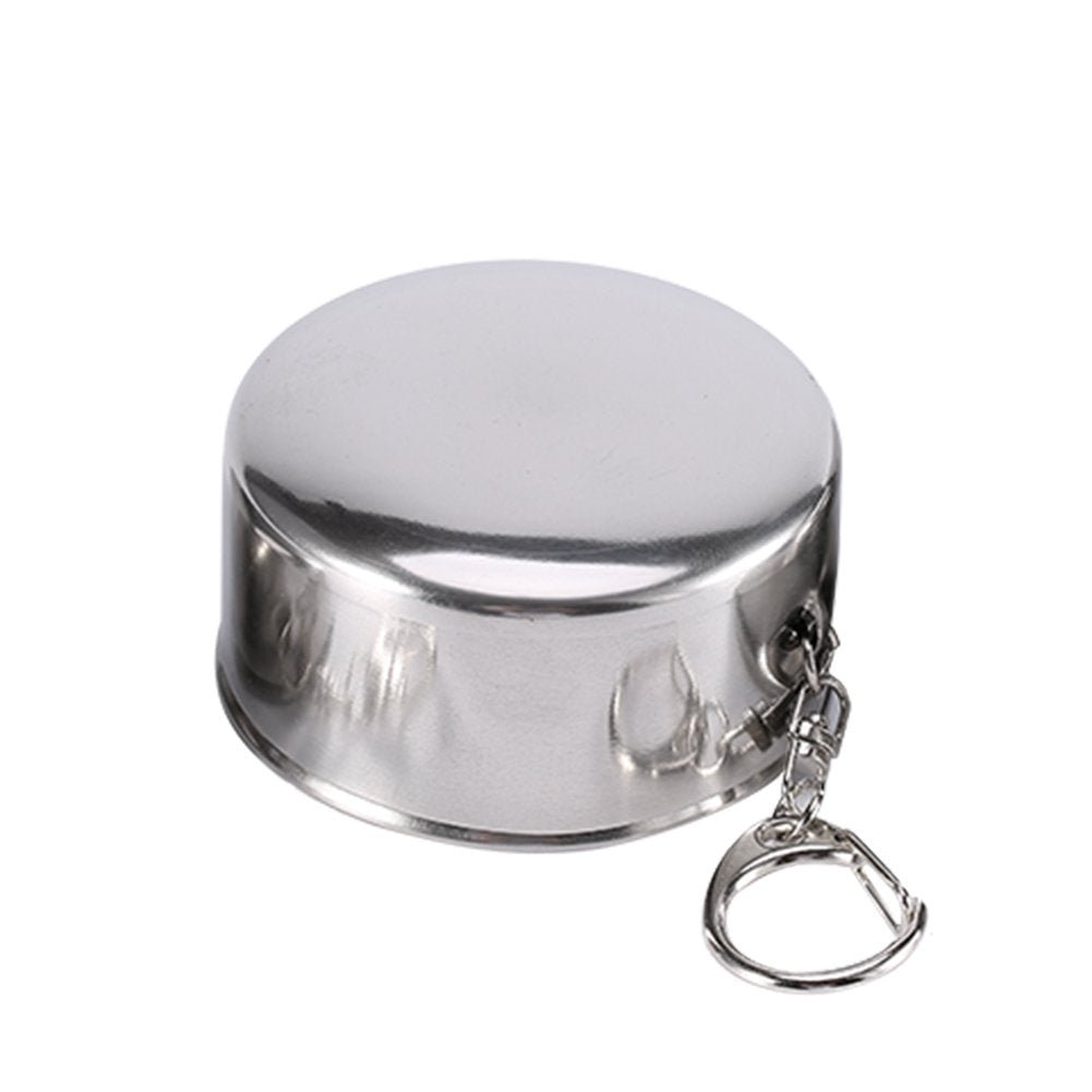 Walfront Stainless Steel Collapsible Cup Travel Folding Cup Camp Keychain Retractable Outdoor for Travel (L)
