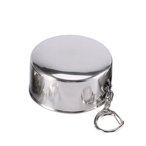 Walfront Stainless Steel Collapsible Cup Travel Folding Cup Camp Keychain Retractable Outdoor for Travel (L)