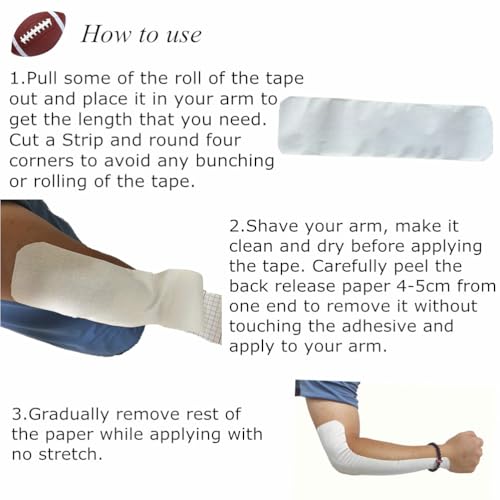 White Football Turf Tape - 3 Inches x 32.8 Feet, Ultra Sticky, Flexible & Breathable
