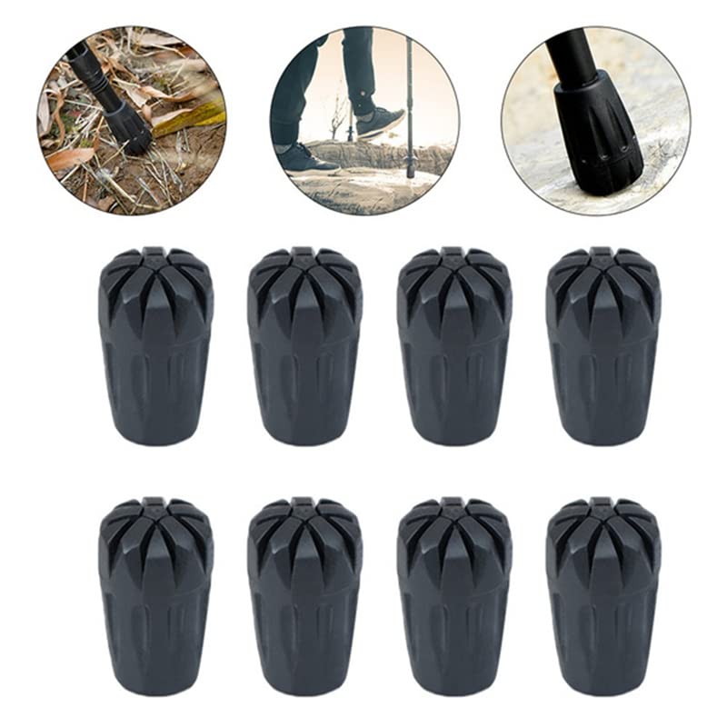 Tvoip Trekking Pole Replacement Tips 8 Pack Hiking Pole Rubber Tips Walking Stick Tips End Caps Protectors