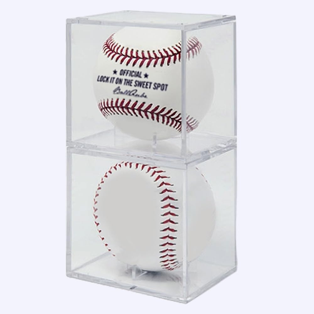 BallQube Baseball Display Case, UV Protected Square Clear Baseball Cube Memorabilia Display & Storage Sports Baseball Display Box Holder