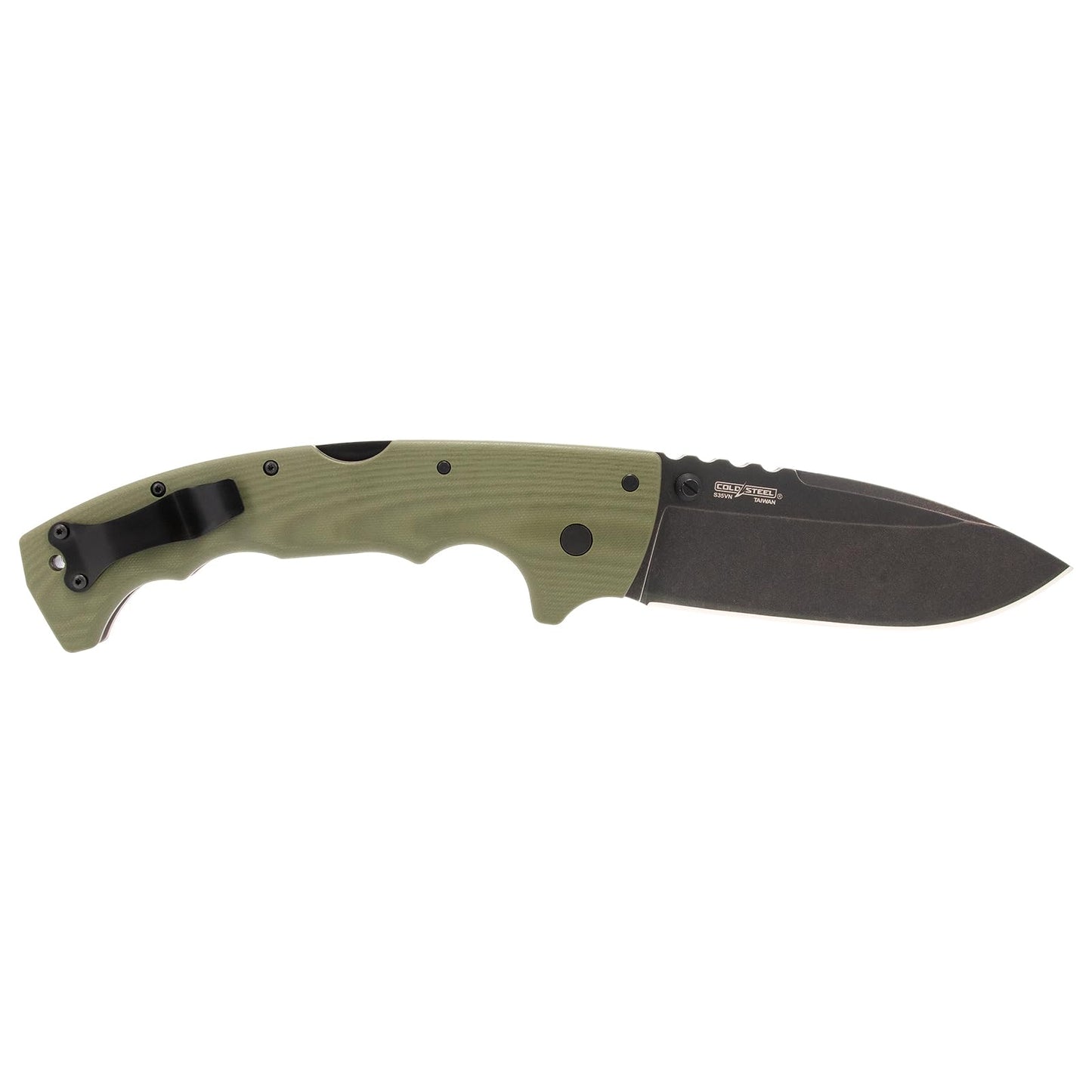 Cold Steel 5 Max 5-Inch S35VN Steel Drop Point Durable Resistant Blade Everyday Carry Outdoor Hunting Tactical Folding Pocket Knife with Dark Green G10 Ergonomic Handle & Tri-Ad Lock