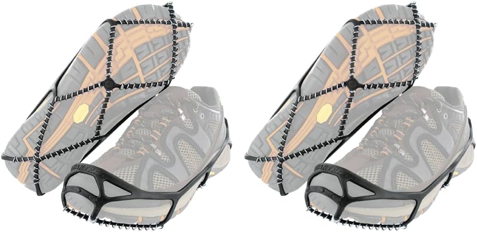 Yaktrax Walk Traction Cleats - 360-Degree Grip on Snow, Ice, & Multi-terrain Surfaces - Elastic Outer Band w/ Easy-On/Off Heel Tab & 1.2mm Zinc-coated Steel Coils - Abrasion & Rust Resistant - Unisex