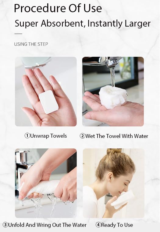 20 PCS Mini Compressed Towel Tablets,Disposable Reusable Towel Thicker Style Magic Face Compressed,Portable Cotton Hypoallergenic Travel Washcloths Tablet Coin Wipes Dehydrated Expandable