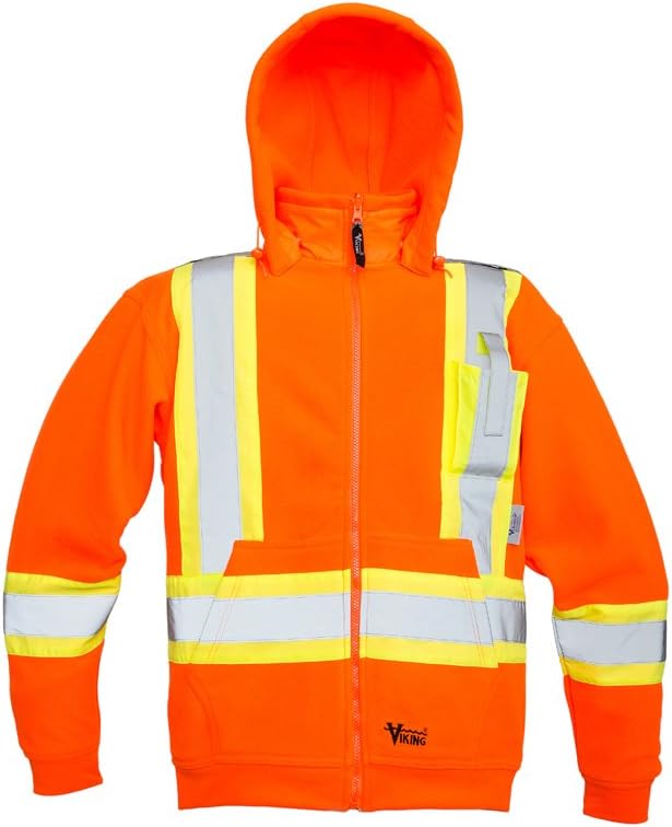Viking Safety Fleece High Visibility Hoodie for Men - Zip Up Quick Drying Hi Vis Hoodie for Construction and Industrial Jobs