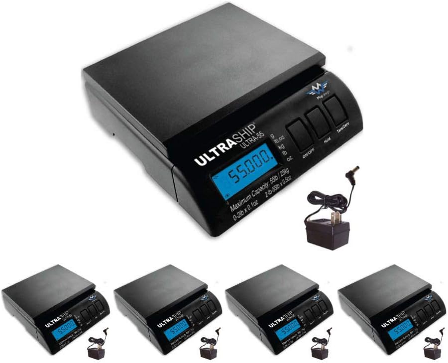 My Weigh UltraShip 55lb. Digital Scale Pro Savings for Pizzeria, Restaurant, Bakery, or Shipping Usage Battery or AC Operated 4-Pack