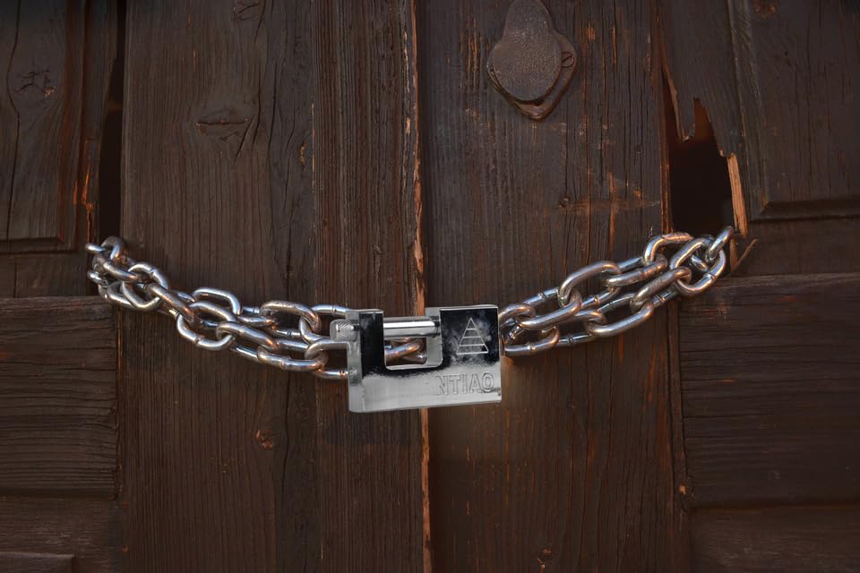 Stainless Steel Chain Lock 39.3" (100cm) 6mm Thick - Heavy Duty Anti-Theft Security Lock with 80mm Padlock & 4 Keys for Bike, Motorcycle, Scooter, Gate - Weatherproof & Rustproof