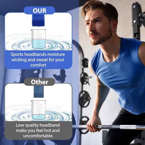 Sweat Headband Men, Mabor 5 Pack Sweat Head Bands Hair Band for Athletic Running Cycling Exercise Basketball Football Gym Accessories Sweat Bands Headbands Men Women(Colorful)