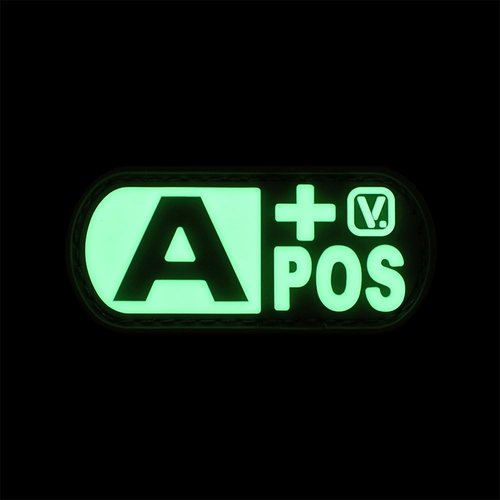 A+ Positive Blood Type 'Super-Lumen' Glow-in-The-Dark Patch (Wolf Gray)