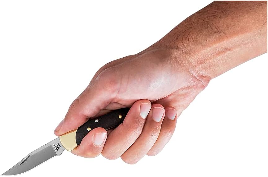 Buck Knives The 55 Folding Pocket Knife 2-3/8" 420HC Steel Clip Blade, Ebony Handle, Brass Bolsters