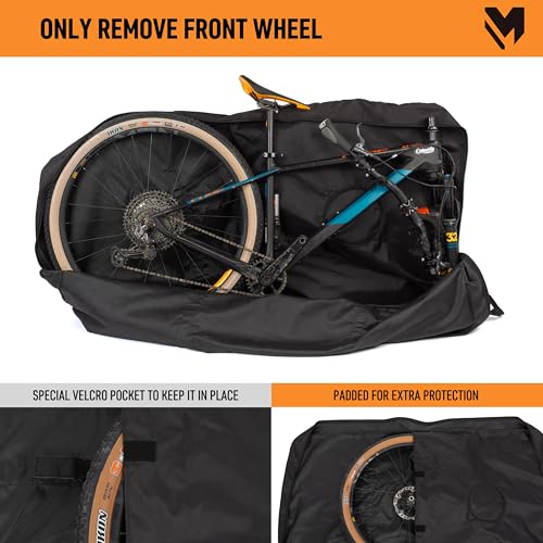 lamaki Bike Travel Bag XXL for Road & Gravel, MTB 26-29 inch - Only Remove the Front Wheel - Premium Metal Zippers, Heavy Duty Nylon 1680D - Bike Transport Bag - Ideal for Bikepacking