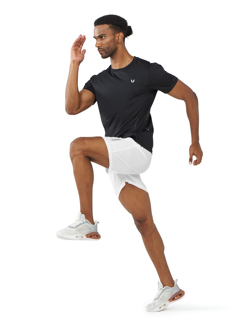 NORTHYARD Men's Athletic Running Shorts Gym Workout 7"/9"/5" Quick Dry Lightweight Sports Basketball Tennis 3 Zipper Pockets WHITE-5inch 2XL