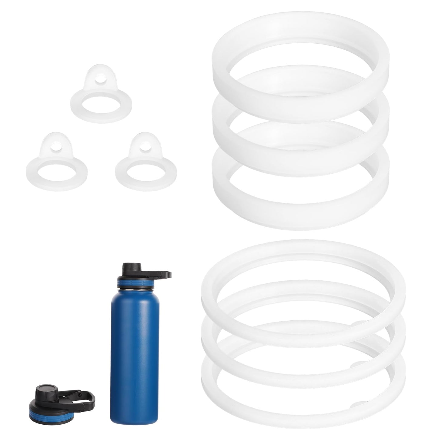 lasuroa 9pcs (3 Sets) Silicone Water Bottle Gaskets/Rings/Seals for Thermoflask, Rubber Replacement Parts Accessories for Thermoflask 40oz Straw Lid, Chug Spout, Chug Lid