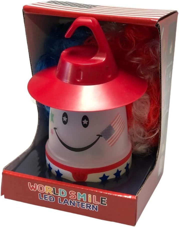 Smile LED Lantern: Portable Night Light Camping Lantern For Kids (Hibiscus),Red