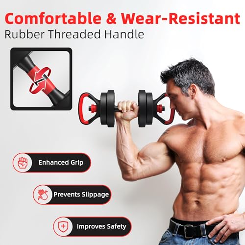 Fitvids Multi-Functional Portable Changeable Dumbbell and Barbell Kettlebell Set - Adjustable Weights