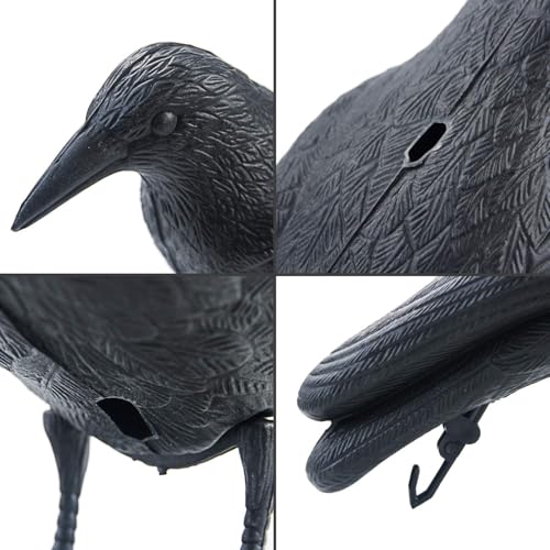 Plastic Crow Decoy with Stake for Hunting and Bird Attracting - Realistic Full Body Design