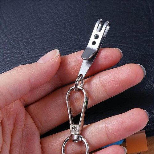 Htppzjr Siver Pocket Bag Suspension Clip Stainless Steel Bag Waist Belt Hanging Clip Mini Metal Key Buckles Portable Pocket Clips Outdoor Gadgets Strength Training Plate Storage Racks