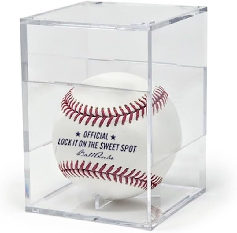 BallQube Baseball Display Case, UV Protected Square Clear Baseball Cube Memorabilia Display & Storage Sports Baseball Display Box Holder