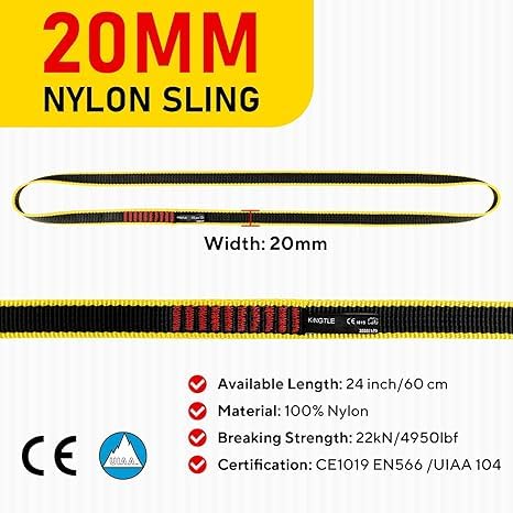 KINGTLE 20MM Nylon Climbing Sling Runner 22kN CE1019/EN566 UIAA Certified,Rock Climbing Webbing Straps for Rock Climbing,Mountaineering, Rappelling,3PCS
