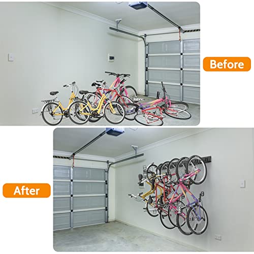 Wall-Mounted Bike Rack for Garage - Holds 6 Bicycles Storage Organizer
