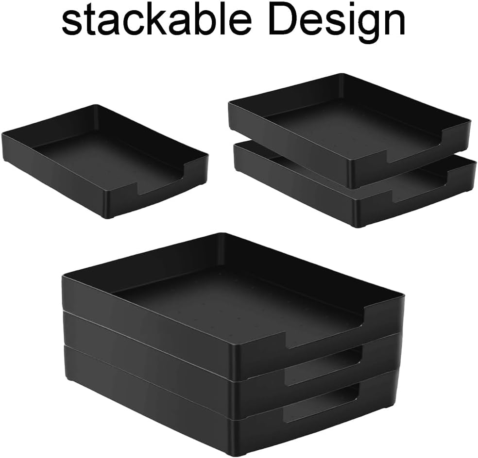 Desk Letter Tray, 2PCS A4 Size Plastic Stackable File Document Organizer, Office Desktop File Paper Holder, Book Storage Rack,Anti-Skid Stacking Support for Office Supplies (White)