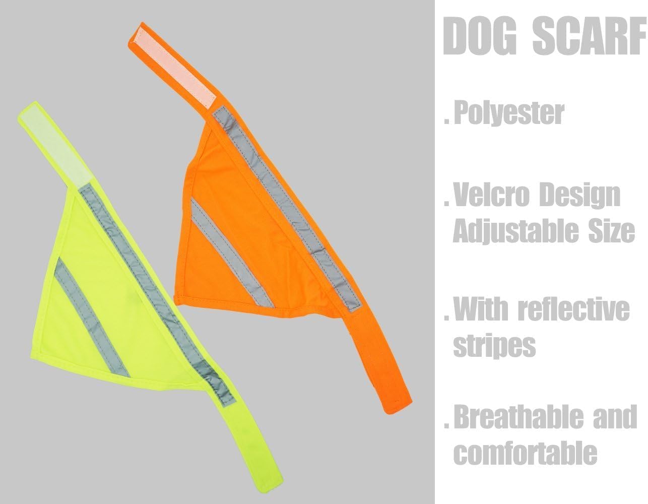 2 Pack Reflective Dog Bandana for Night Safety - High Visibility Adjustable Dog Scarf in Orange/Yellow, Fits Small Medium Large Dogs(Large)