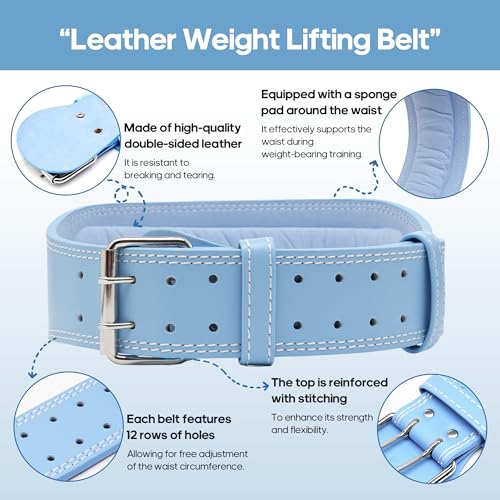 Leather Weight Lifting Belt for Women and Girl 4 Inches Padded Lumbar Support Belt for Workout Training with Adjustable Buckle