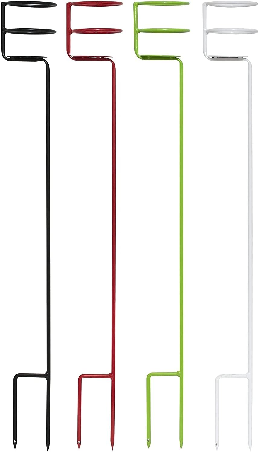 Decko Outdoor 30252 Heavy Duty Double Beverage Holder, White/Black, 2-Pack