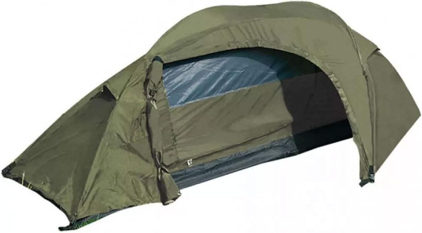 Mil-Tec Recom 1-Person Compact Lightweight Durable Weatherproof Wind & Storm-Resistant Easy-to-Install Tactical Outdoor Hiking Camping Tent with Zipper Entrance & Mosquito Net