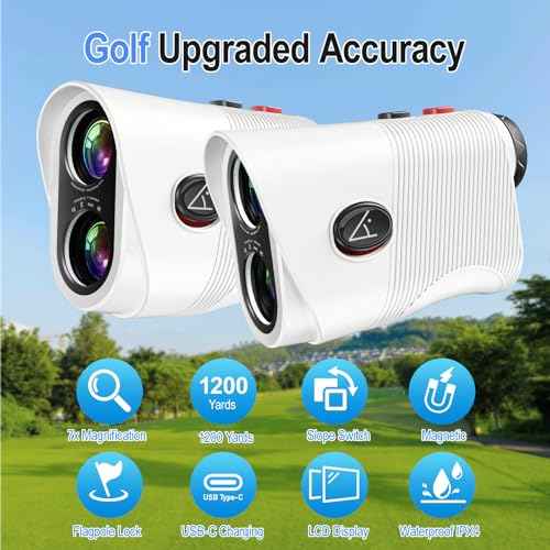 Range Finder Golf Rangefinder with Slope, 1200 Yards Laser Range Finder with 7X Magnification, Rechargeable Golf Range Finder with Flag Lock, Vibration, Magnetic, Golf Accessories for Men and Women